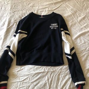 Tommy Hilfiger Cropped Navy & White Sweater